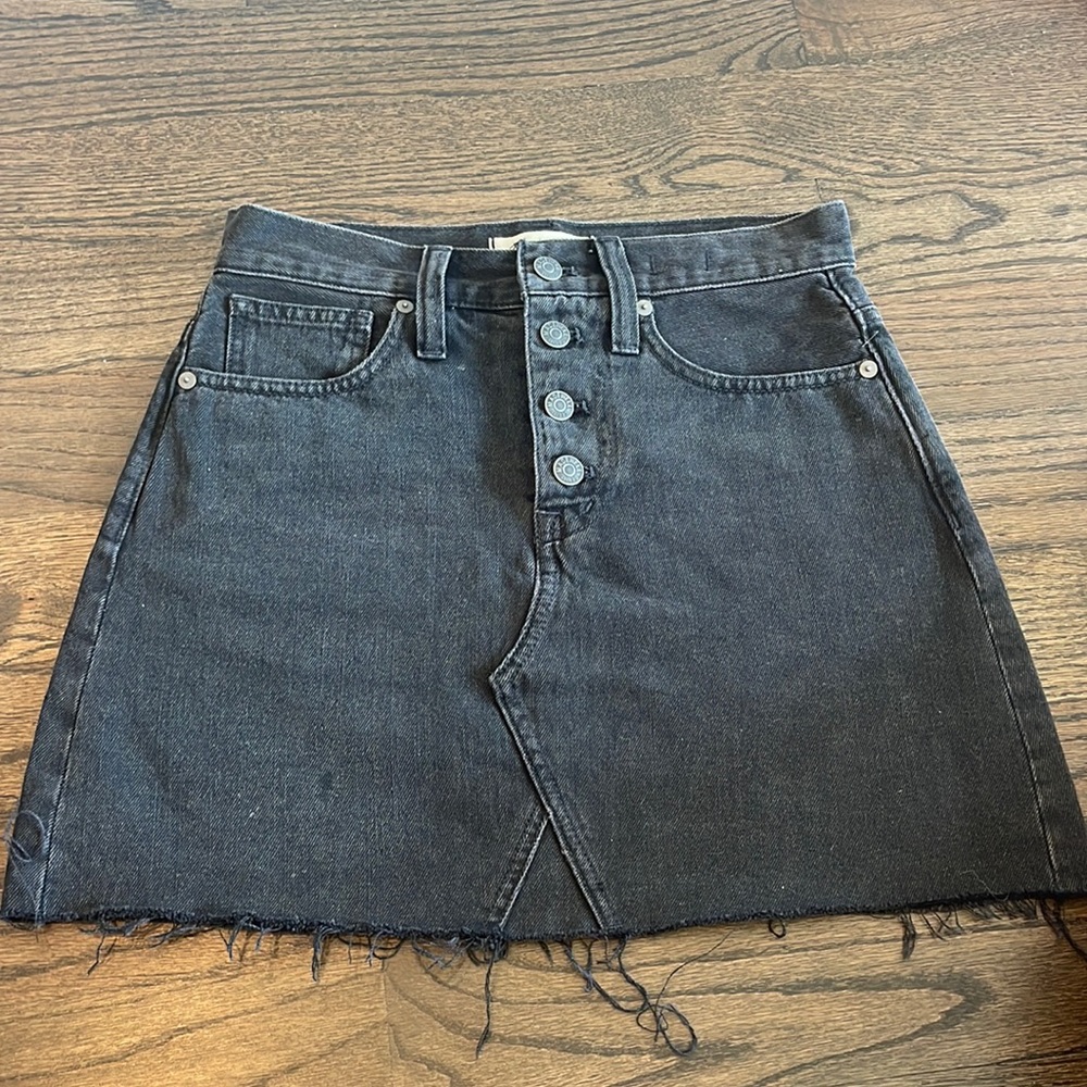 Madewell black denim skirt